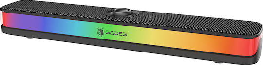 Sades Posevolt Ασύρματα Ηχεία Υπολογιστή 2.0 με RGB Φωτισμό και Bluetooth Ισχύος 10W Μαύρα