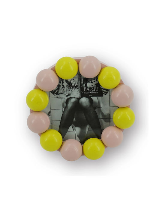 Housevitamin Photo Frame Bubbles Light Pink Yellow 14.5x14.5cm