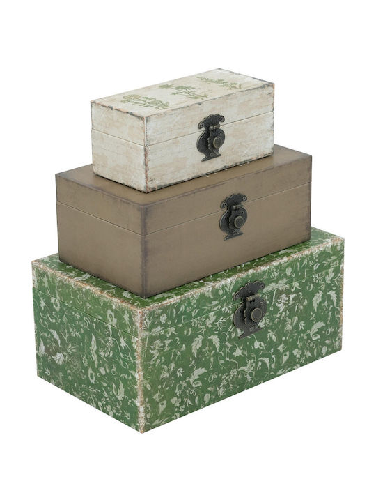Artekko Box Πολύχρωμα Mdf Διακοσμητικά Κουτιά Κοσμηματοθήκες 19x31x14 Cm 3pcs