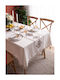 FRIPIA Linen Tablecloth With Brown Embroidery 140x250cm