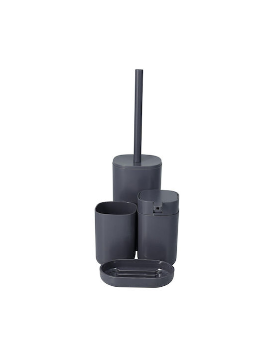 Excellent Houseware Badezimmerzubehör-Set Kunststoff Grau 4 Stück
