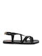 Leather Women's Flat Sandals Black