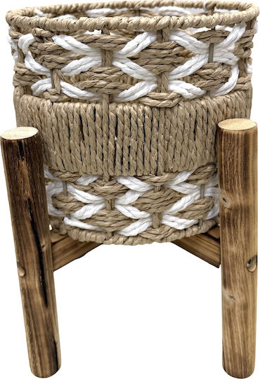 Marhome Plant Pots Rattan Brown with Stand 22x32cm Set of 3