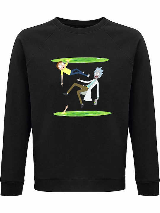 Sweatshirt Organic Unisex " Rick Morty Traveling Through Time " Black