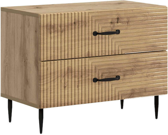 Nachttisch Holz mit Metallfüßen Braun 62x34.5x47.5cm