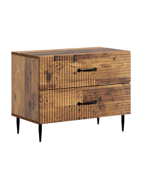 Wooden Bedside Table with Black Metal Legs 62x3...