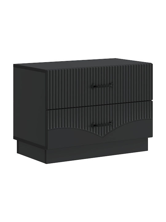 Нощно Шкафче Дървено Черно 62x34.5x44.5см