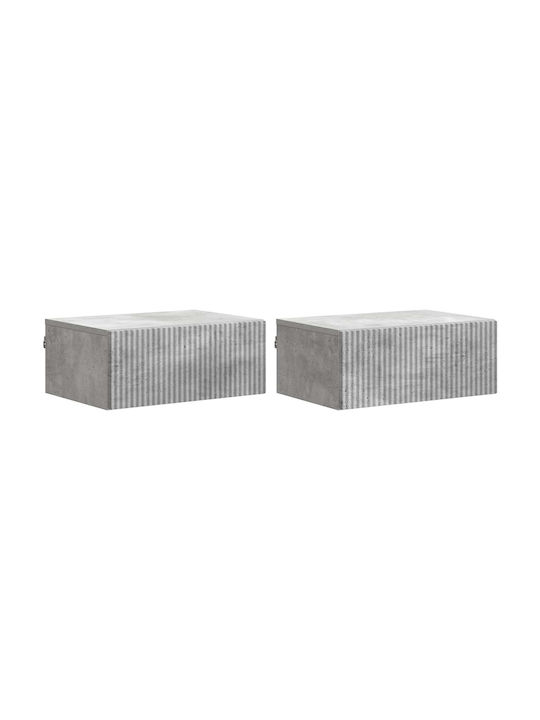 Wooden Gray Bedside Tables 2 Pieces 49x34.5x20cm