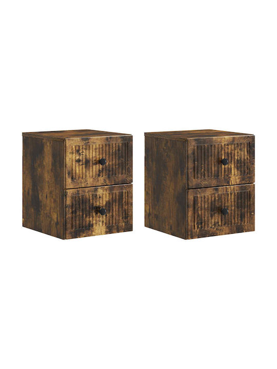 Wooden Brown Bedside Tables 2pcs 33x34.5x40cm