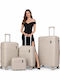 Provitera Hard Beige Travel Suitcases with 4 Wheels