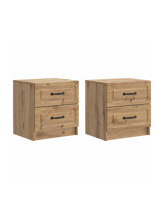 Wooden Brown Bedside Tables 2 Pieces 43x34.5x44.5cm