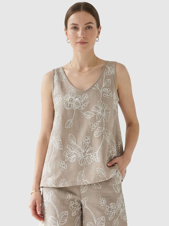 Anna Raxevsky Women's Sleeveless Beige Blouse