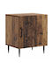 Wooden Bedside Table With Metal Legs Brown 43x34.5x50cm