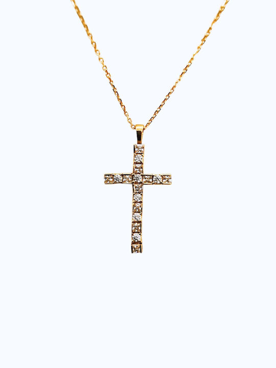 Kosmima1 Kreuz aus Vergoldetem Silber mit Kette