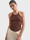 Women's Cotton Sleeveless Brown Blouse