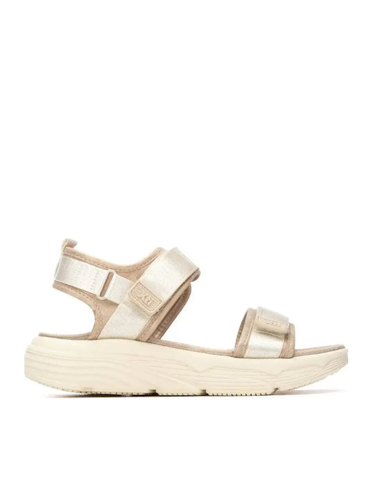 Leather Women's Flat Sandals Ecru