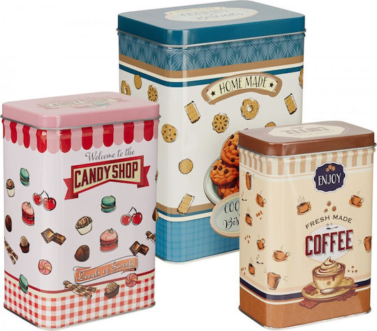 Excellent Houseware Set 3 Bucăți Casete Pentru Cafea Cu Capac Excellent Houseware Set 3 Bucăți Casete Pentru Cafea Cu Capac
