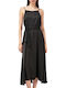 Summer Midi Dress for Wedding Christening Satin Open Back Black