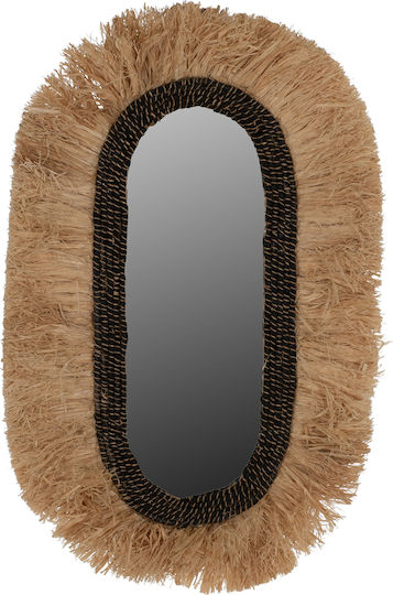 HomeMarkt Wall Mirror Oval with Beige Rattan Frame 90x55cm