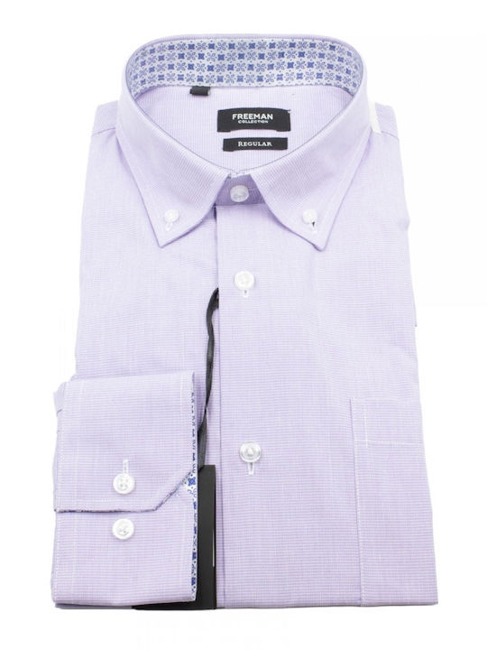 Long Sleeve Shirt Regular Fit Checked Purple