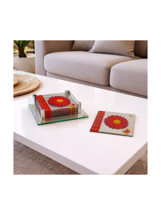 Galifas Glacia Glass Coaster with Stand 9x9cm 6 Pieces