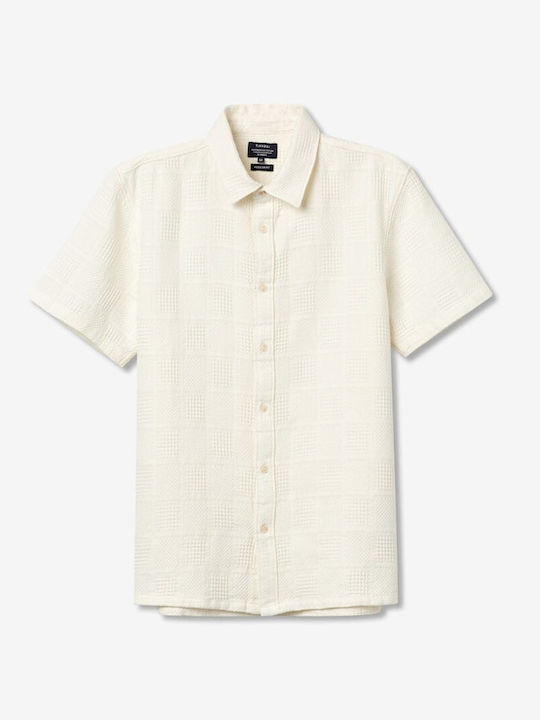 Short Sleeve Cotton Shirt In Regular Fit Beige