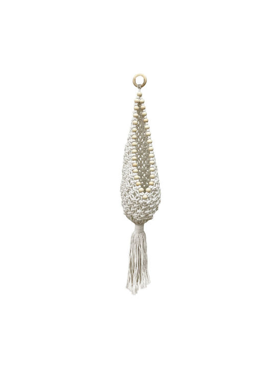 Macrame Suspendată Decorațiune Pentru Perete Ecru Din Țesătură 15x75cm
