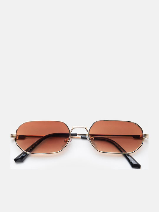 Luigi Women's Sunglasses with Brown Metallic Frame and Brown Lens