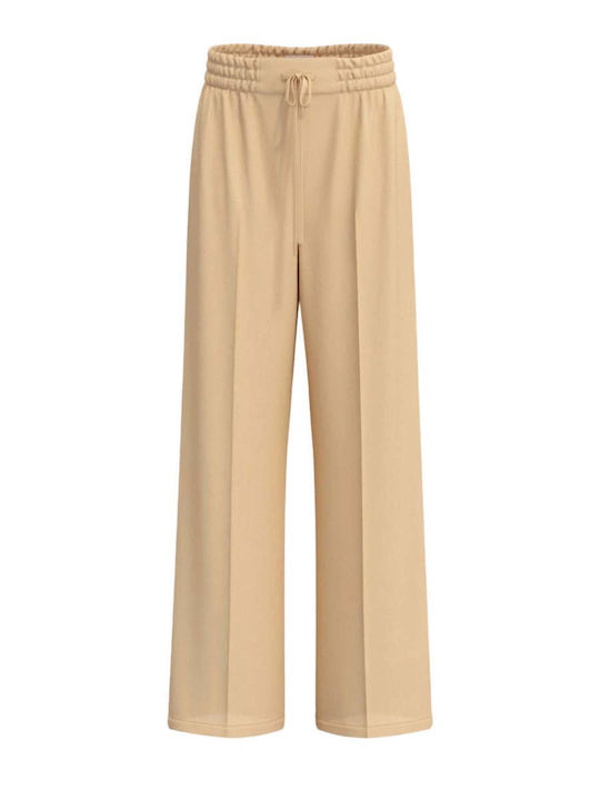 Women's Fabric Trousers with Rubber Band Beige