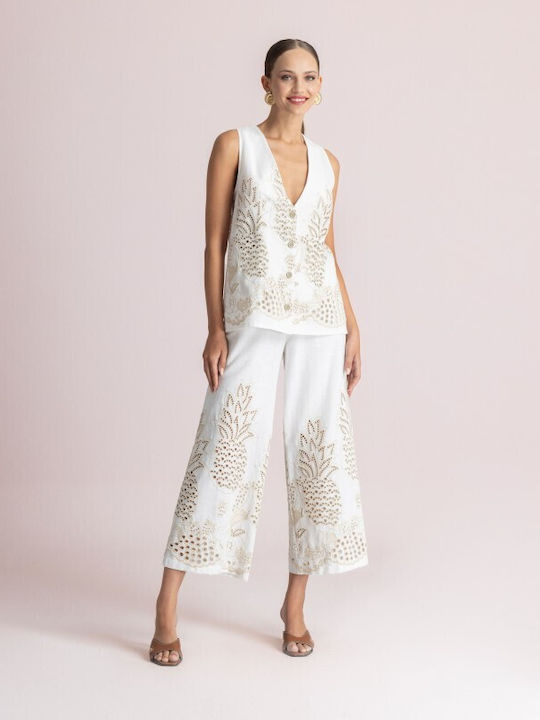 Women's Ecru Set with Trousers
