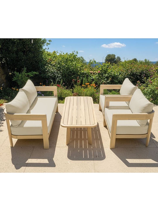 Set Salon Exterior Florida 4 Piese Natural Cu Perne E2366,1