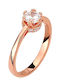 Prince Silvero Single Stone Ring from Rose Gold Plated Silver with Zircon