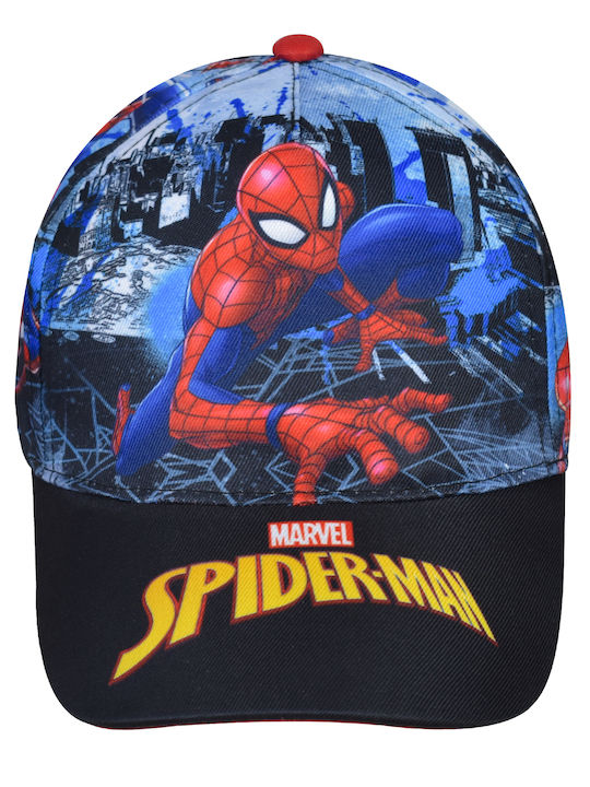 Stamion Детска Шапка С Козирка Текстилна Spiderman Синя