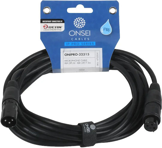 Onsei Cable XLR male - XLR female Μαύρο 5m