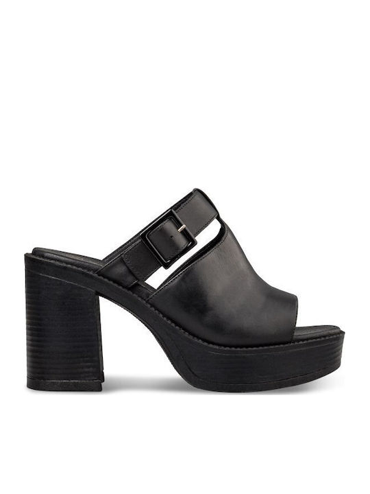 Flat Δερμάτινα Mules σε Μαύρο Χρώμα