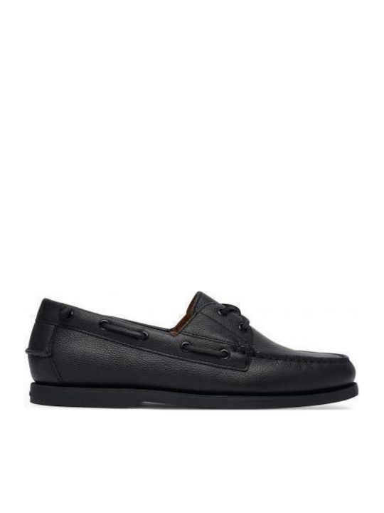 Merton Leder Herren Bootsschuhe in Schwarz Farbe