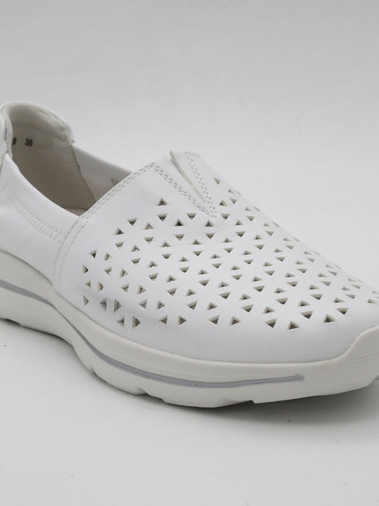 G Comfort Δερμάτινα Γυναικεία Loafers σε Λευκό Χρώμα