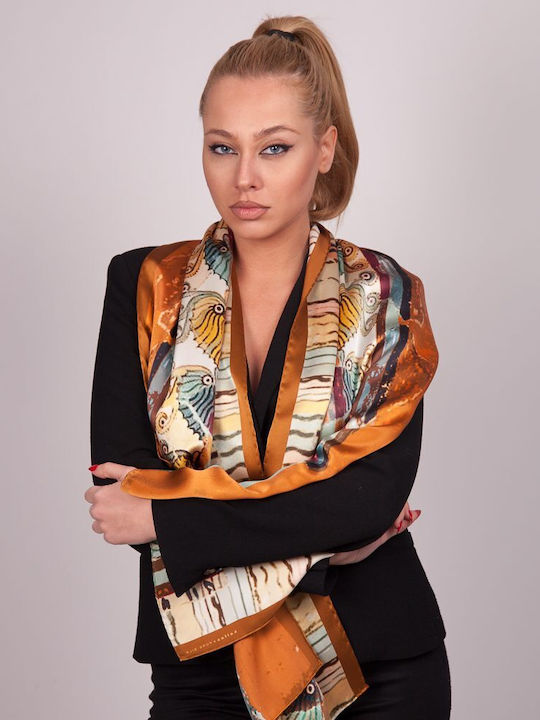 Kalfas Luxury Silk Γυναικείο Μεταξωτό Φουλάρι Λευκό