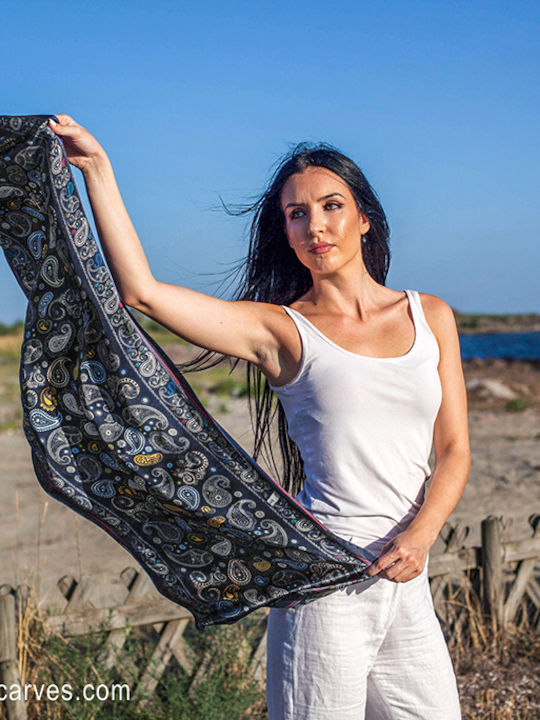 Kalfas Luxury Silk Μαντήλι Γυναικείο Μεταξωτό Φ...
