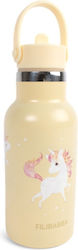 Filibabba Kids Water Bottle Unicorn Stainless Steel with Screw-On Cap Non Spill Gray