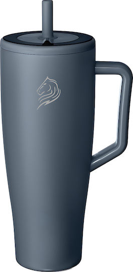 Cool'NMore Handled Tumbler Thermos Stainless Steel BPA Free 1.2lt Gray with Straw and Handle