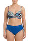 Plus Size Damen Bikini-Set Bananen Flexfit Cups Blau Royal