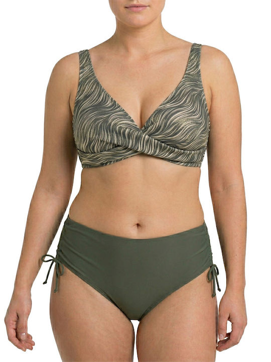 Plus Size Women's Bikini Swimsuit Without Underwire Glossy Glam Khaki