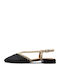 Δερμάτινες Γυναικείες Μπαλαρίνες Slingback με Λουράκι σε Μπεζ Χρώμα