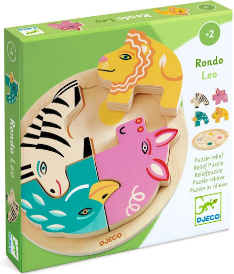 Puzzle Din Lemn Pentru Copii Pentru 2+ Ani 4 Piese Djeco