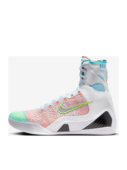 Kobe 9 Elite Protro What The Kobe Inalti Pantofi De Baschet Albi / Argintiu Reflectorizant / Albastru Clor / Negri