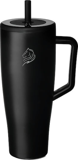 Cool'NMore Handled Tumbler Thermos Stainless Steel / Plastic BPA Free 1.2lt Black with Straw and Handle