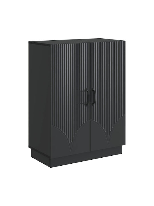 Bufet din Lemn cu Sertare Negru 66x34.5x87cm