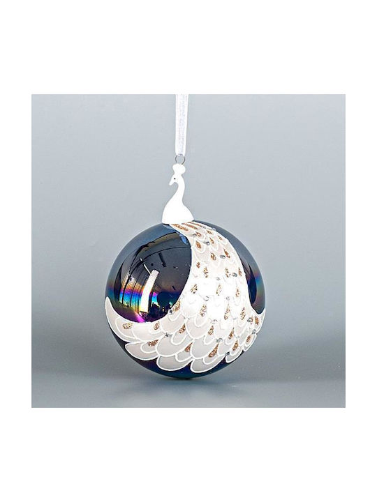 Glass Blue Ball Porcelain Peacock 1 Piece 10cm