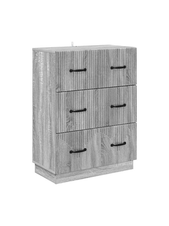 Kommode Schlafzimmer Holz mit 3 Schubladen Grau Sonoma 66x34.5x87cm